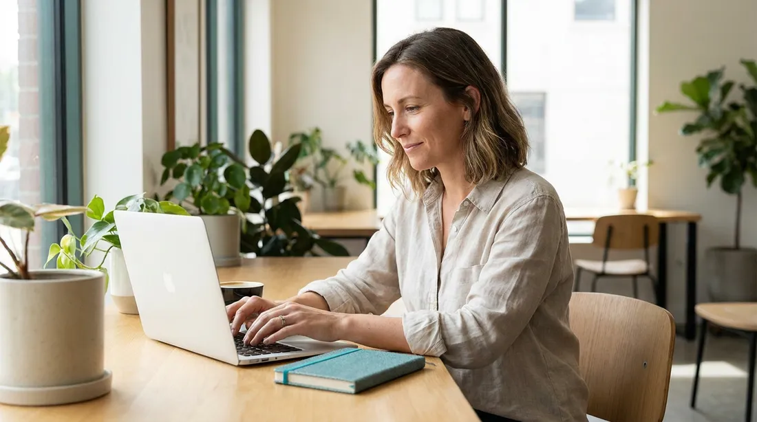 A small-business owner reviewing their website